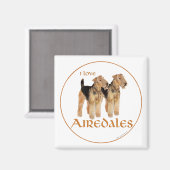 Aimant I Love Airedales (Recto/Verso)