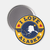 Aimant I Love Alaska State Map and Flag (Recto/Verso)