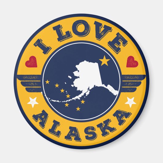 Aimant I Love Alaska State Map and Flag (Devant)