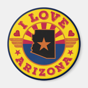 Aimant I Love Arizona State Map and Flag