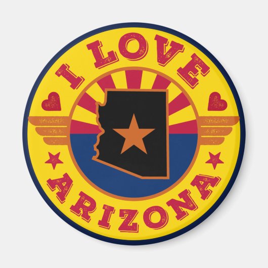 Aimant I Love Arizona State Map and Flag (Devant)