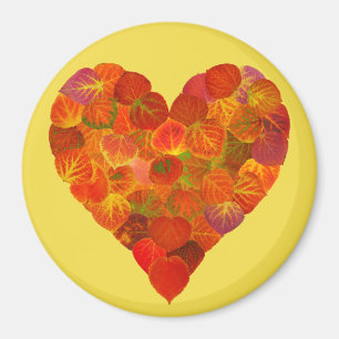 Aimant I Love Automne, subtil—Coeur feuille d'Aspen rouge