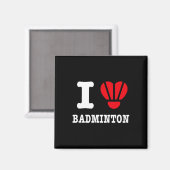 Aimant I Love Badminton Tee - Funny Shuttle Heart Parody (Recto/Verso)