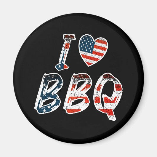 Aimant I Love BBQ, American Patriotic (Devant)