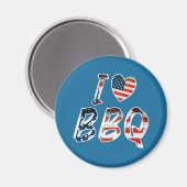 Aimant I Love BBQ, American Patriotic (Recto/Verso)