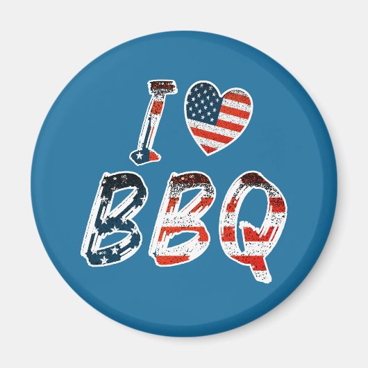 Aimant I Love BBQ, American Patriotic (Devant)