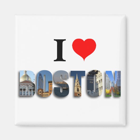 Aimant I Love Boston Massachusetts Travel City Photos (Devant)