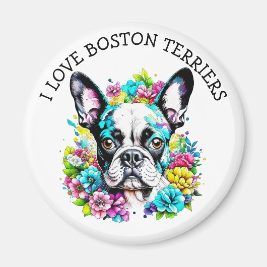 Aimant I Love Boston Terriers (Devant)