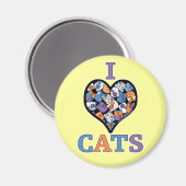 Aimant I Love Cats - Coeur de collage (Recto/Verso)