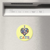Aimant I Love Cats - Coeur de collage (In Situ (Lave-vaisselle))