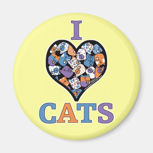 Aimant I Love Cats - Coeur de collage (Devant)