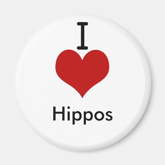 Aimant I Love (coeur) Hippopotames (Devant)