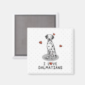 Aimant I Love Dalmatians (noir 1) Coeurs mignons (Recto/Verso)