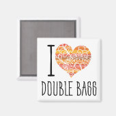 Aimant I Love Double Basse Orange Mandala Heart (Recto/Verso)
