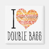Aimant I Love Double Basse Orange Mandala Heart (Devant)