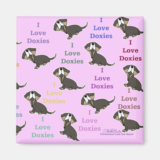 Aimant I Love Doxies collage (Devant)