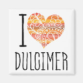Aimant I Love Dulcimer Orange Mandala Heart (Devant)