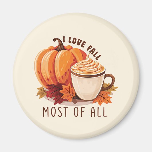 Aimant I Love Fall - Citrouille et Citrouille Spice Latte (Devant)