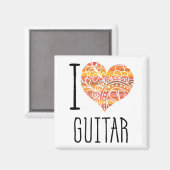 Aimant I Love Guitar Orange Mandala Heart (Recto/Verso)