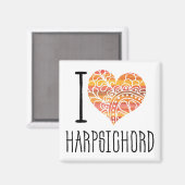 Aimant I Love Harpsichord Orange Mandala Heart (Recto/Verso)