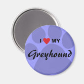 Aimant I Love (Heart) Mon Empreinte de patte Greyhound (Recto/Verso)