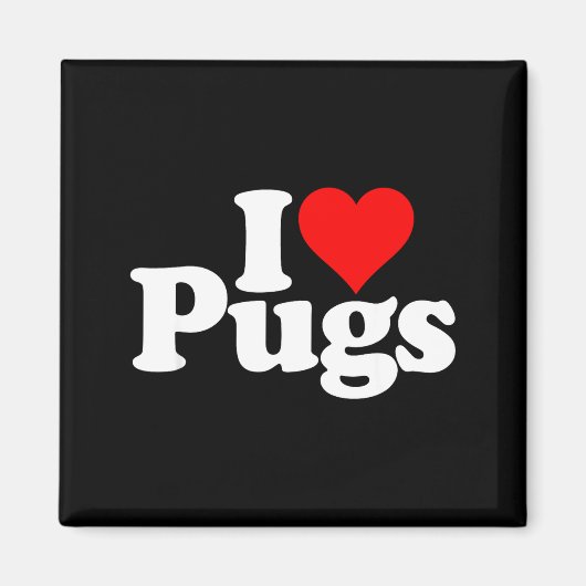 Aimant I Love Heart Pugs Pug Dog Canine (Devant)