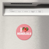 Aimant I Love Honolulu Hawaii Hibiscus Flower Pink (In Situ (Lave-vaisselle))