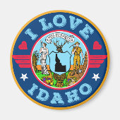 Aimant I Love Idaho State Map and Flag (Devant)