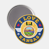 Aimant I Love Kansas State Map and Flag (Recto/Verso)