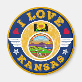 Aimant I Love Kansas State Map and Flag (Devant)