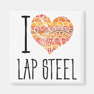 Aimant I Love Lap Steel Orange Mandala Heart