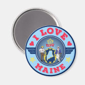Aimant I Love Maine State Drapeau and Map (Recto/Verso)