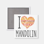 Aimant I Love Mandolin Orange Mandala Heart (Recto/Verso)