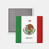 Aimant I Love Mexico, Drapeau du Mexique (Recto/Verso)
