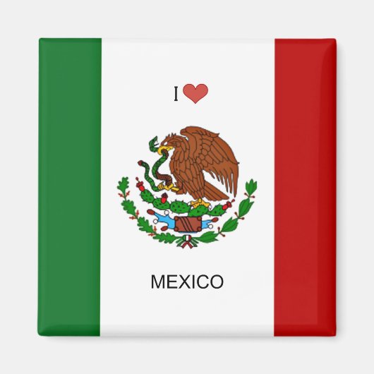 Aimant I Love Mexico, Drapeau du Mexique (Devant)