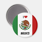 Aimant I Love Mexico, drapeau mexicain, (Recto/Verso)