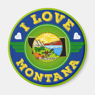 Aimant I Love Montana State Flag and Map