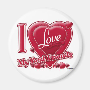 Aimant I Love My Best Friends rouge - coeur
