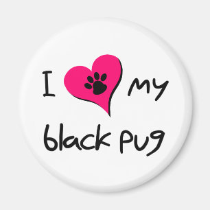 Aimant I Love My Black Carlin Empreinte de patte sur le c