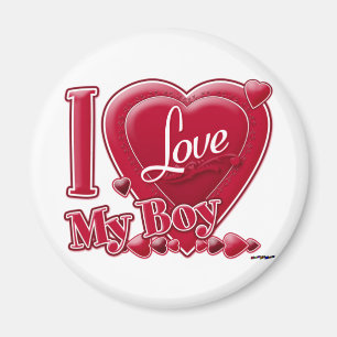 Aimant I Love My Boy rouge - coeur