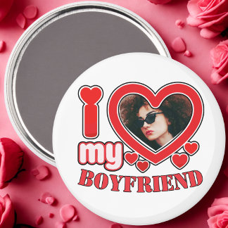 Aimant I Love My Boyfriend Photo personnalisée Coeur