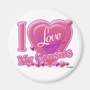 Aimant I Love My Cousins rose/violet - coeur