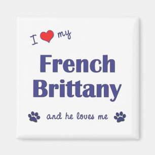 Aimant I Love My French Brittany (Homme Chien)