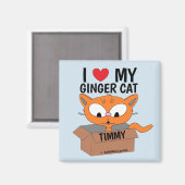 Aimant "I Love My Ginger Cat" Personnalisé (Recto/Verso)