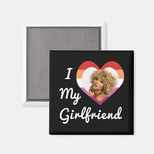 Aimant I Love My Girlfriend Lesbian Pride Custom Photo (Recto/Verso)