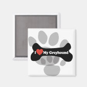 Aimant I Love My Greyhound - Chien Bone (Recto/Verso)