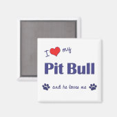 Aimant I Love My Pit Bull (Chien mâle) (Recto/Verso)