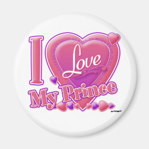 Aimant I Love My Prince rose/violet - coeur