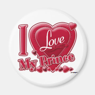 Aimant I Love My Prince rouge - coeur