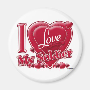 Aimant I Love My Soldier rouge - coeur